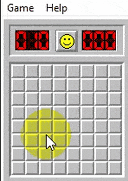 minesweeper game with safe portion revealed on first click