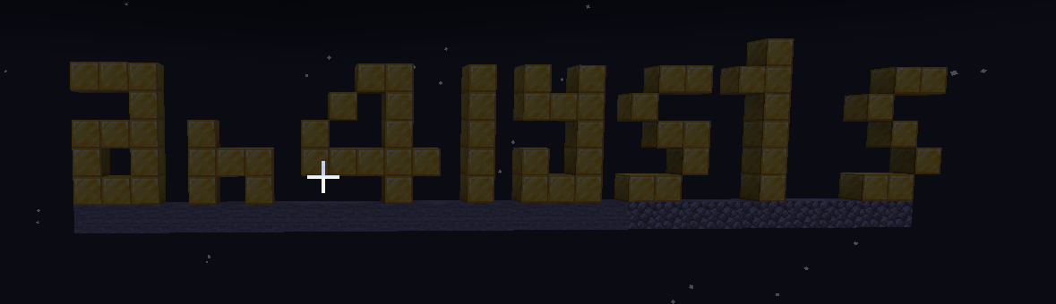 screenshot of minecraft, showing middle part of flag spelled out with gold blocks