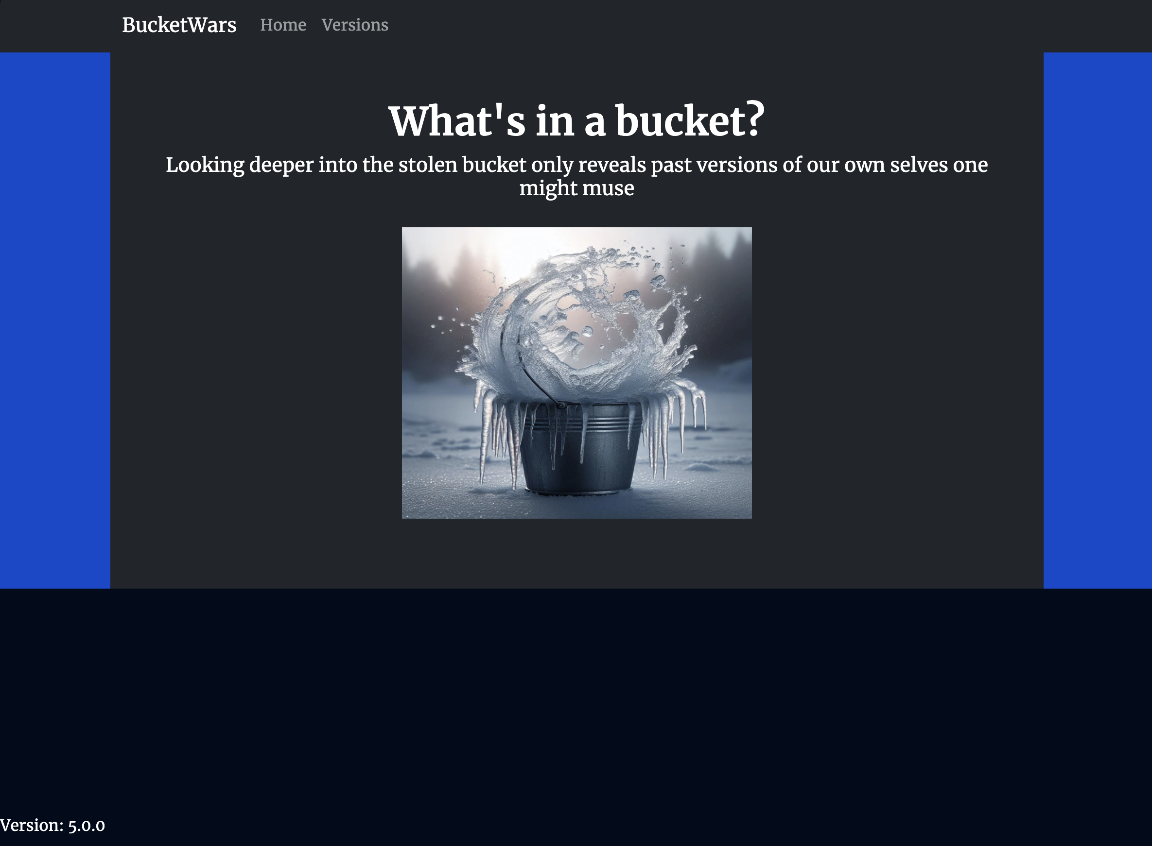 A webpage with a photo of a bucket and a caption.