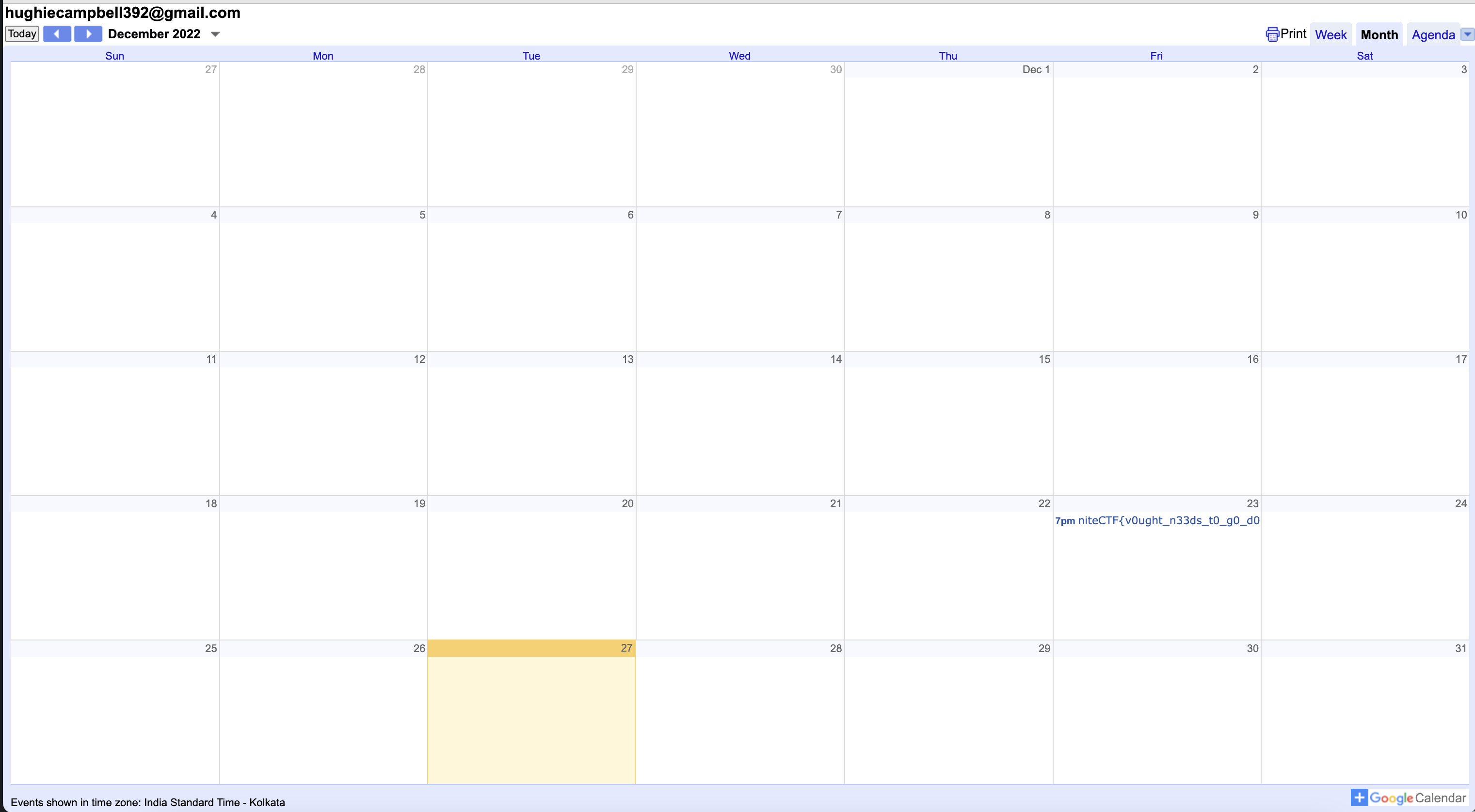 Google Calendar, with the flag as an event