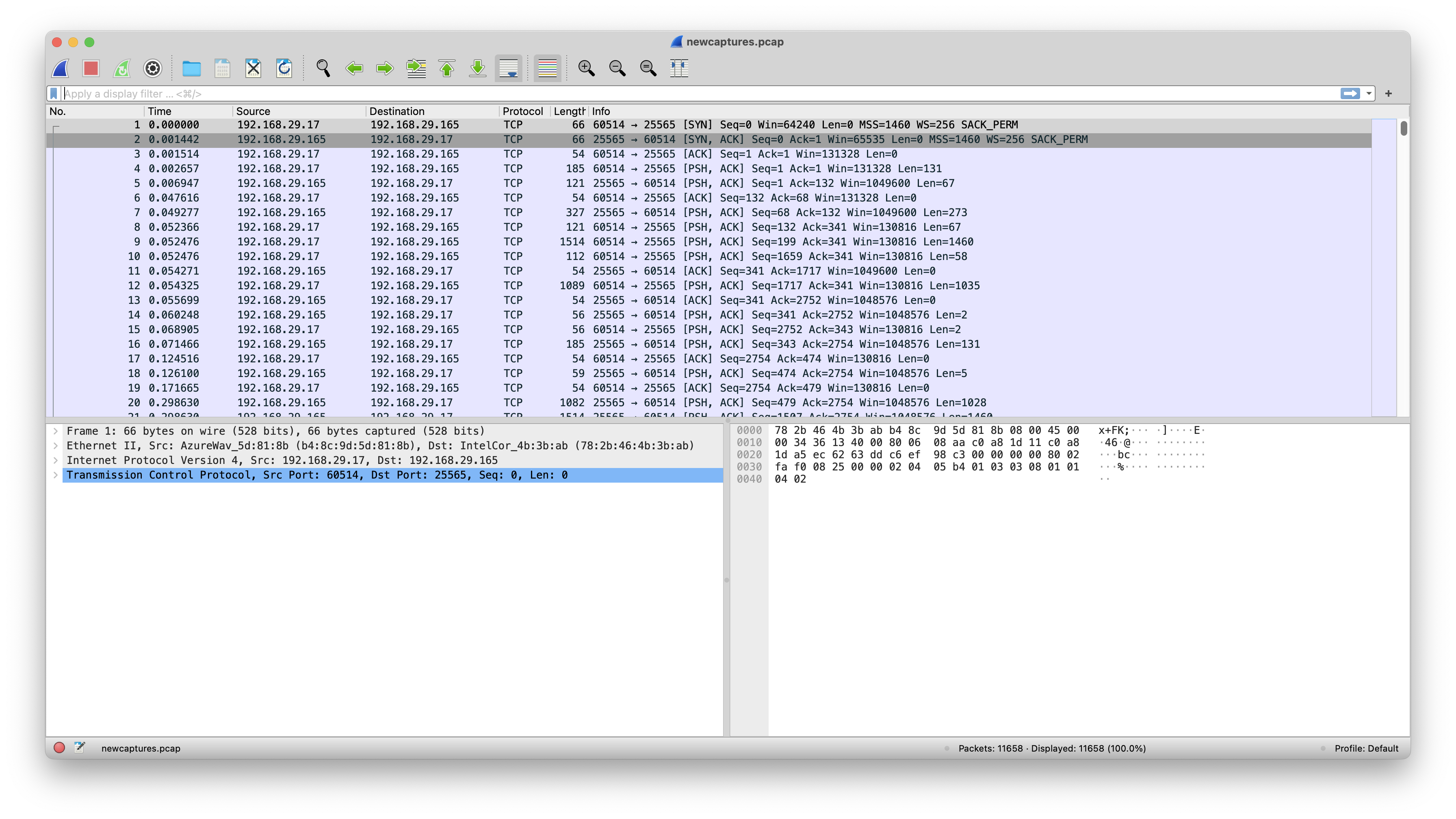 PCAP in wireshark